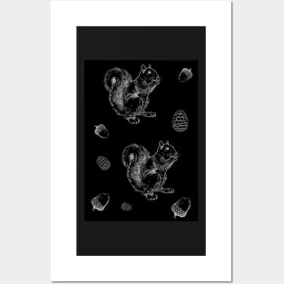 Squirrel with acorn and pinecone - Woodland Posters and Art